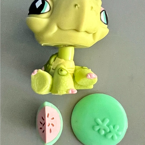 LPS Turtle #504 with watermelon Authentic Littlest Pet Shop gray magnet - Picture 5 of 7